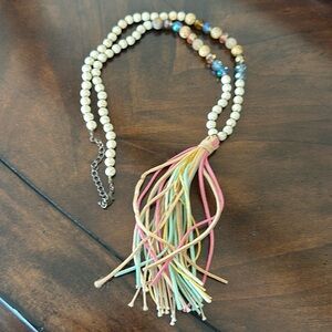 Colorful beaded necklace with tassle